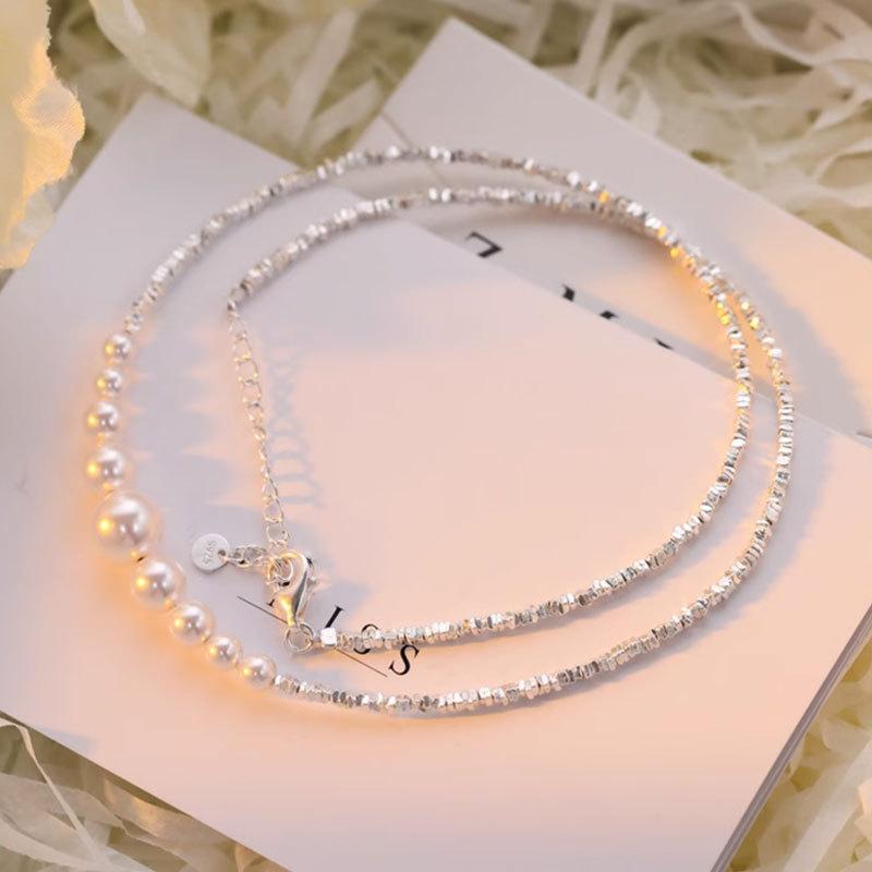 Pearl Broken Necklace French Retro Niche Design Collar Chain Minimalist Design Versatile