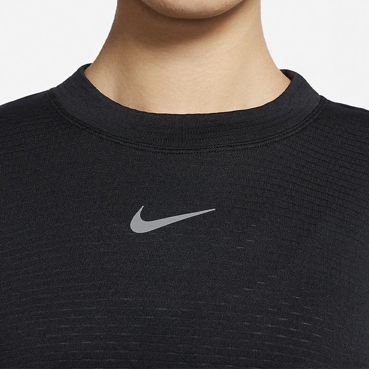 Nike Kugel Logo Reflektierendes Fleece Warm Rundhals Laufen Sweatshirt Damen sweatshirt Schwarz CU3394-010