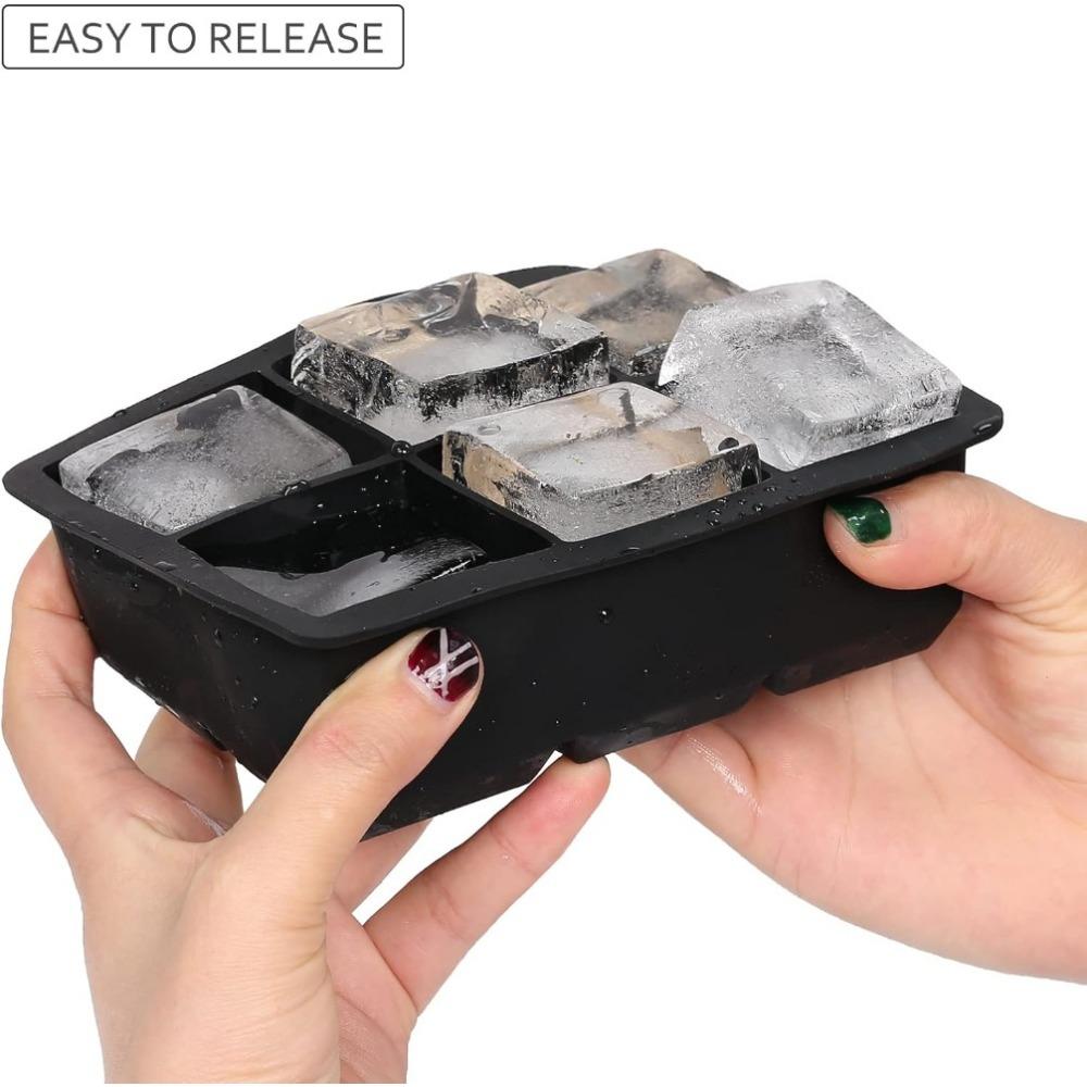 1 or 2 Pcs Ice Cube Trays Silicone Sphere Whiskey Ice Ball Maker with Lids Large Square Ice Cube Molds for Cocktails Bourbon