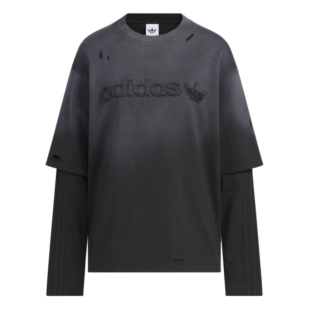 adidas Originals T-shirt de sport tissé 2 en 1 à manches longues et col rond pour femmes KS6112