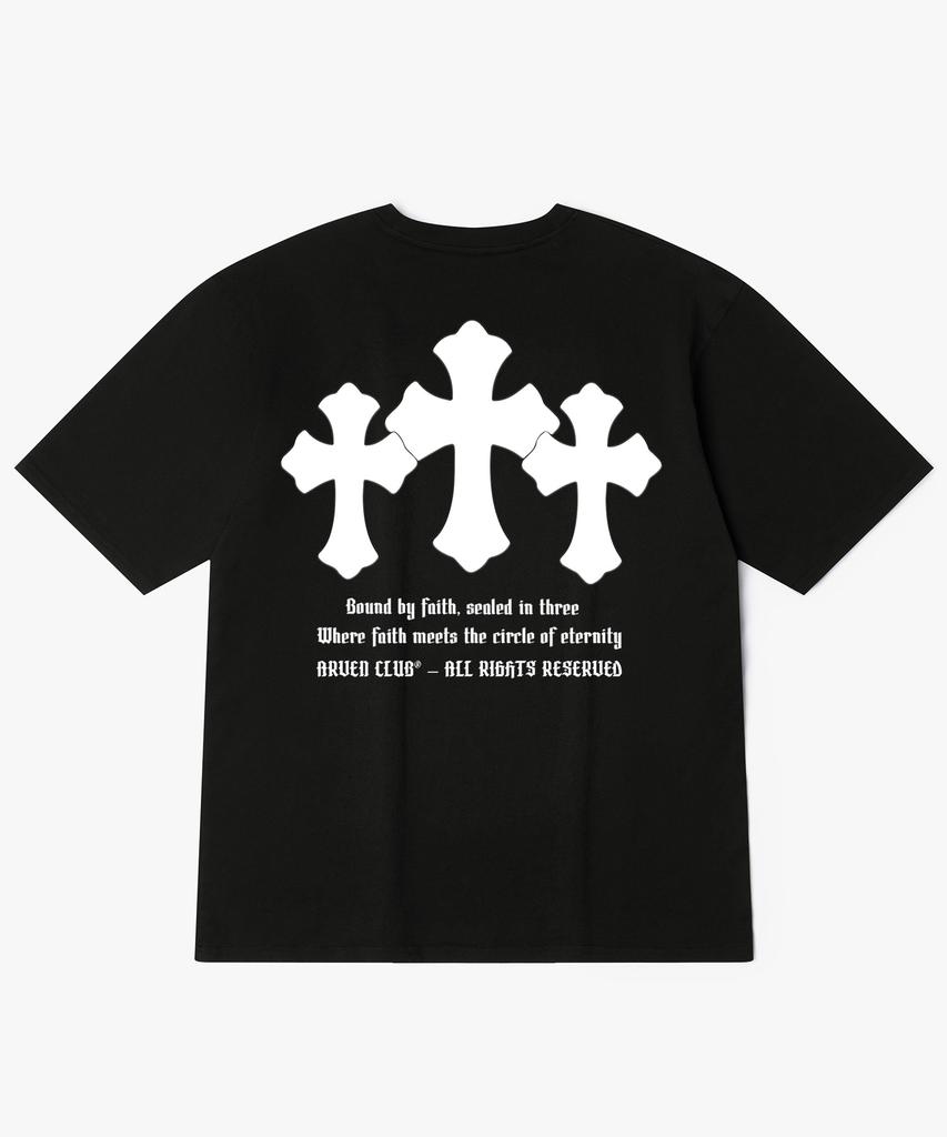 Aleubenkeulleob Three Cross Back Print Short Sleeve T-Shirt