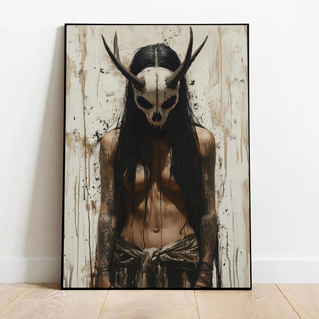 Goddess Heidr Wall Arts, Norse Goddess of Magic Posters Prints, Viking Witch Canvas Painting, Gothic Posters, Home Decor Unframe