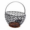 Egg Basket Multifunctional Wire Egg Collecting Basket with Wooden Base for Kitchen Countertop