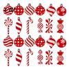 Seasonal Tree Ornament Set 12/24/36 Pcs Wooden Candy Cane Christmas Ornaments, Hanging Lollipop Ball Decor, Double-Sided Indoor Holiday Party Supplies