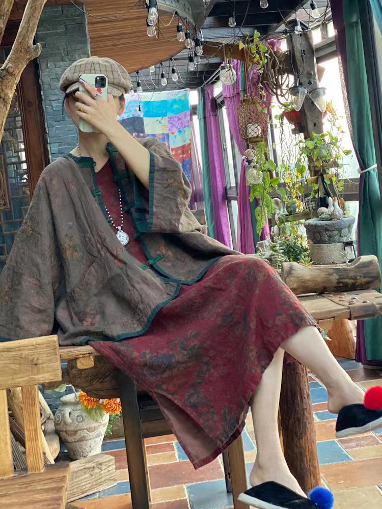 1939 Retro Artistic Xiangyunsha Printed Shirt Cardigan