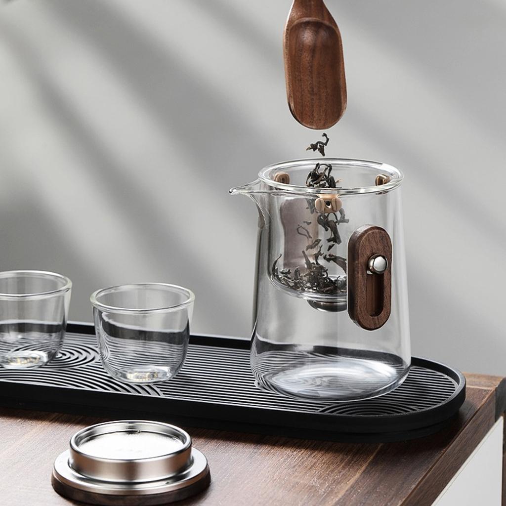 Glass Teapot Set with Cups Liner Storage Bag Small Capacity for Travel Non Leakage Spout