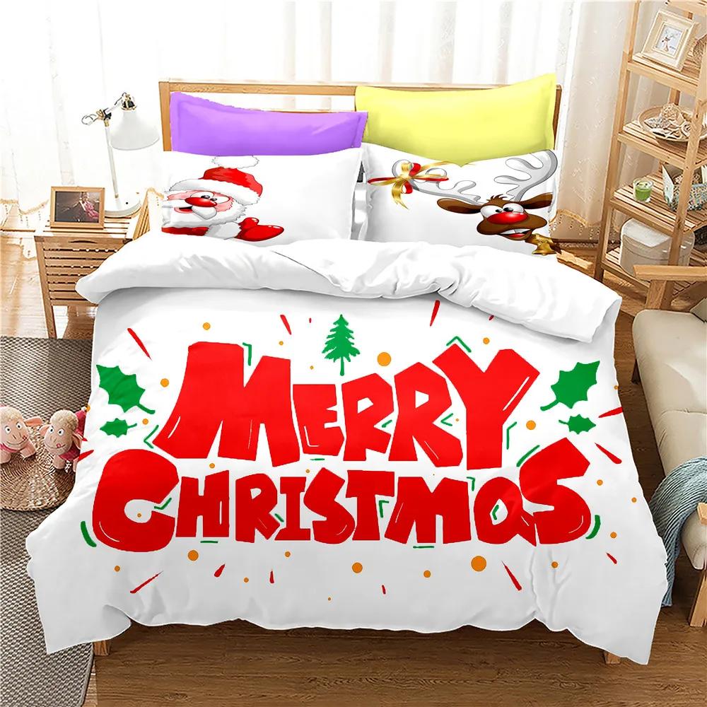 

Stylish Breathable Cartoon Merry Christmas Pillowcases Housse De Couette 2 Personne Size Bedroom Double King Quilt Comforter (quilt)-EU Single(135*200cm)3pcs