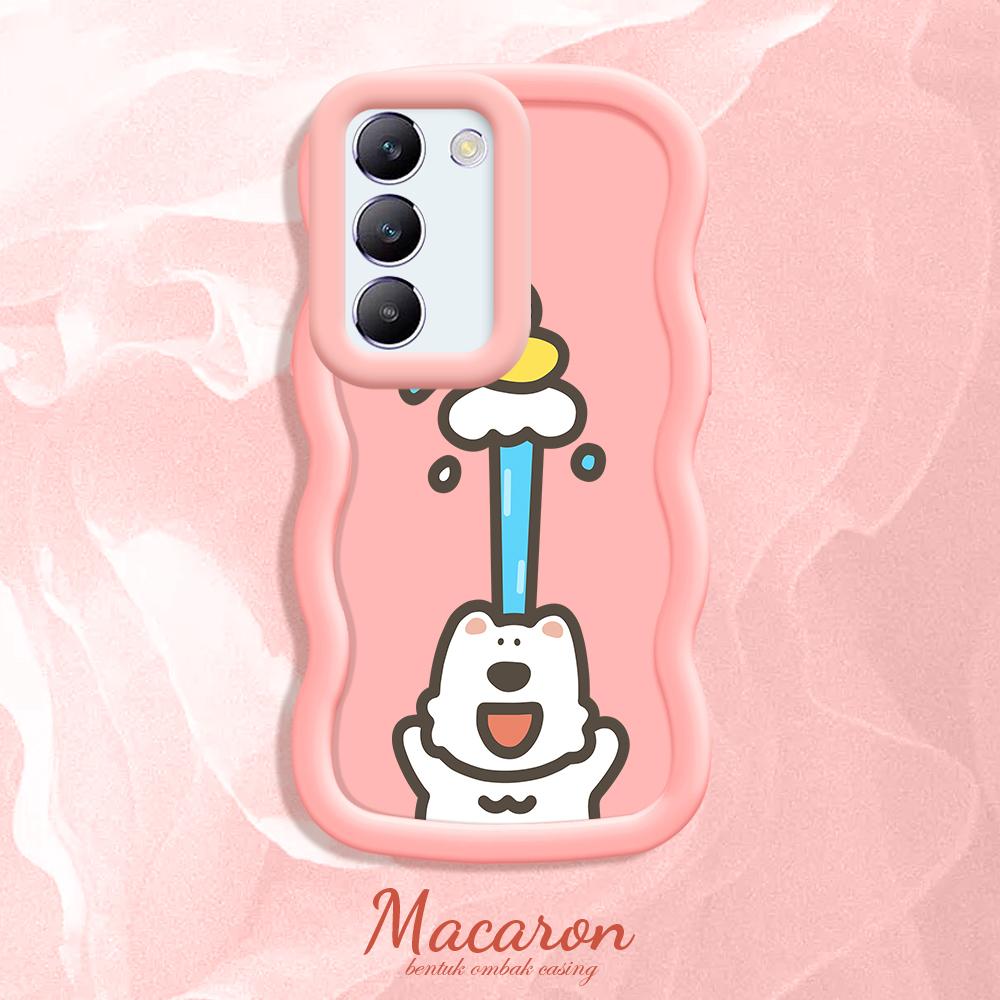 

Окрашенный узор Big Wave Edge Мягкий силиконовый материал Macaron чехол для телефона противоударный защитный резиновый чехол для OnePlus Vivo Motorola Moto Vivo X80 Lite розовый