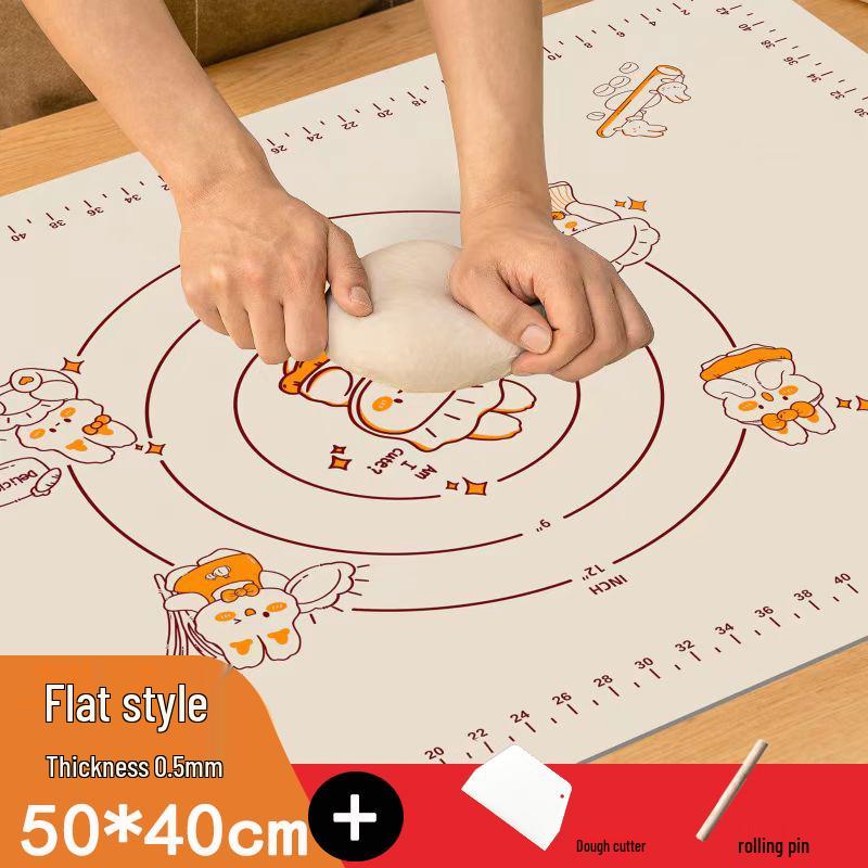 Non-Slip Food-Grade Silicone Kneading Mat and Rolling Pin Mat for Baking and Dining