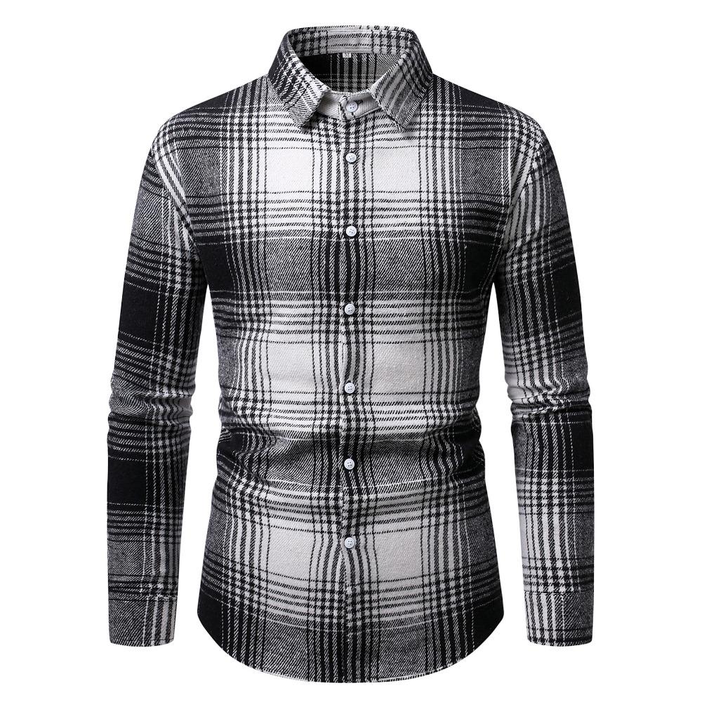 Men’s Checked Long-sleeved Shirt – Men’s Business and Casual Shirt