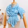 All-Season French-Style Vintage Solid Color Crinkle Pleated Scarf Lightweight Pleated Neck Scarf Shawl, Versatile Solid Color Autumn and Winter