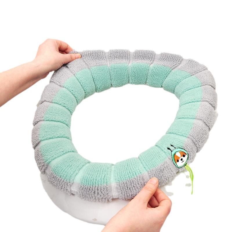 O-Shape Dirt-Resistant Plush Toilet Seat Mat with Handle