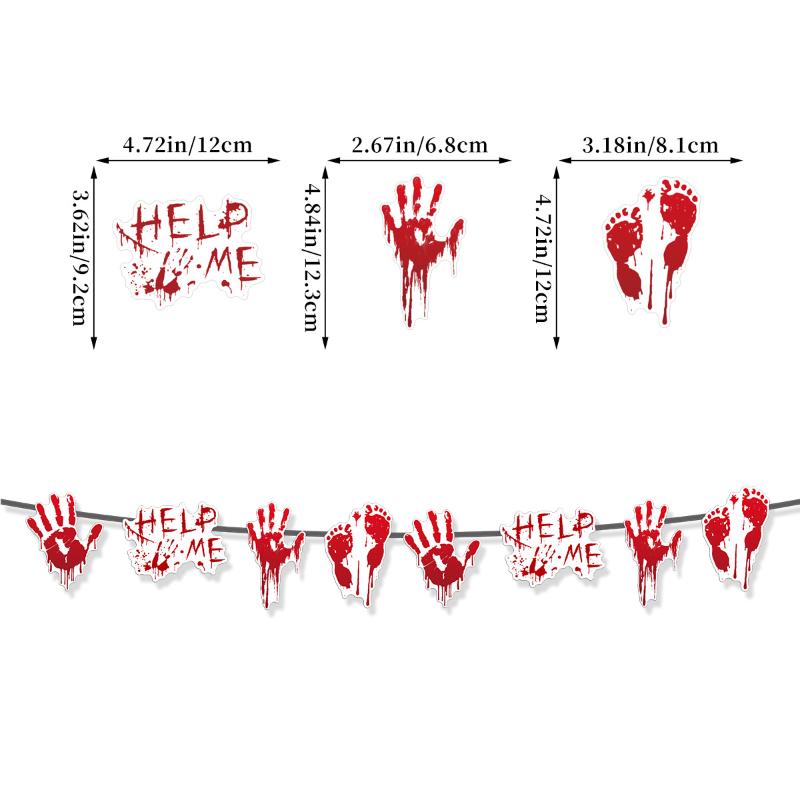 Halloween Disposable Tableware Set - Horror Bloody Handprint Design (Plates + Cups + Napkins), Home Party Table Decoration