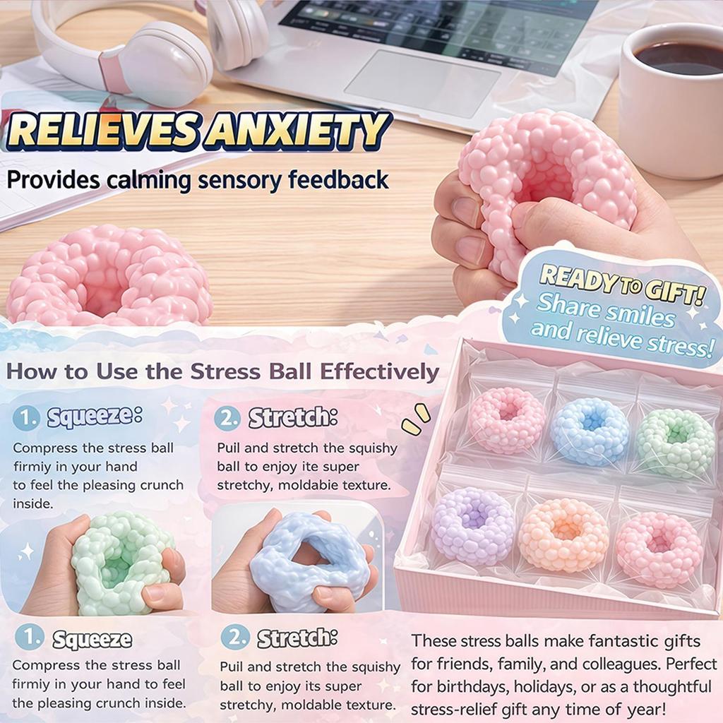 Crunchy Stress Ball Stretchy Fidget Toy 1 Pack Moldable Squeeze Balls Sensory Relief Gadget for Adults Students Studying Working