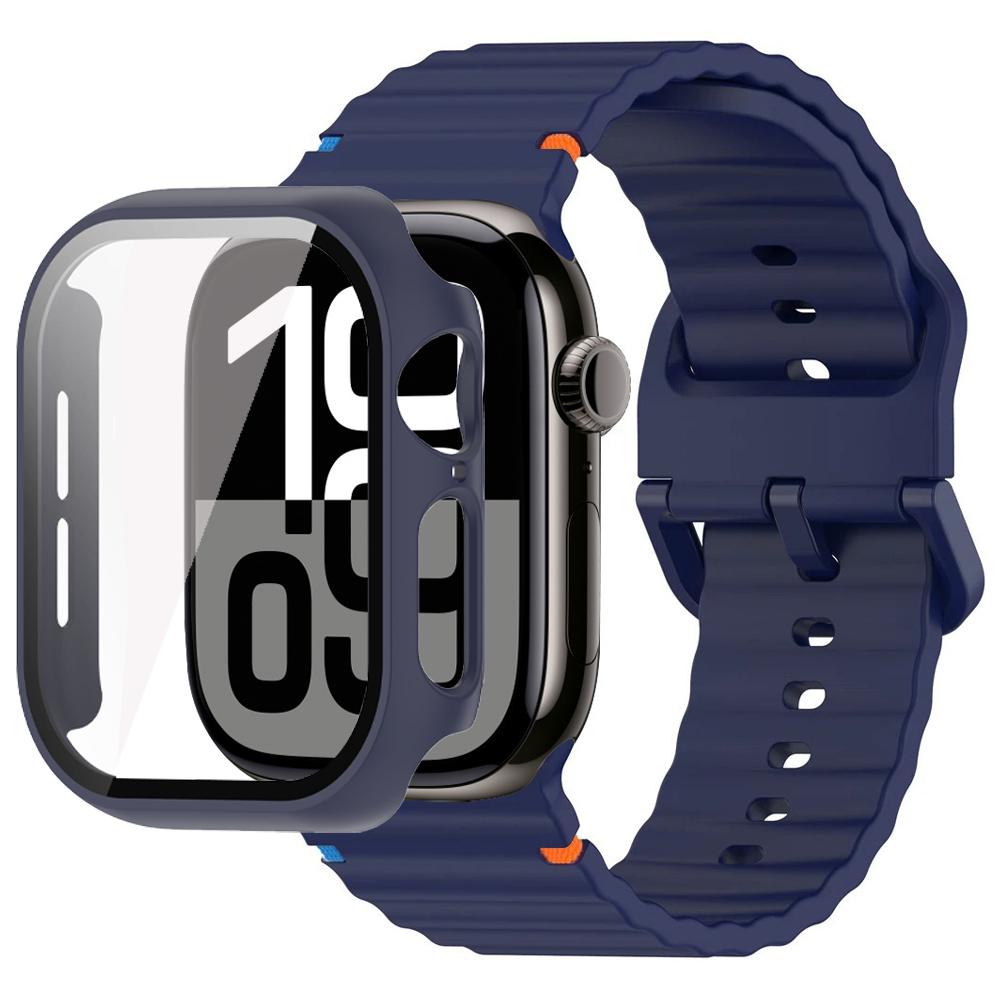 Verre+Coque+Bracelet Pour Apple Watch 10 bracelet 46mm 42mm 44mm 45mm 41mm 40mm 38mm Silicone Sport bracelet iWatch Series 9 8 7 6 3 5 SE