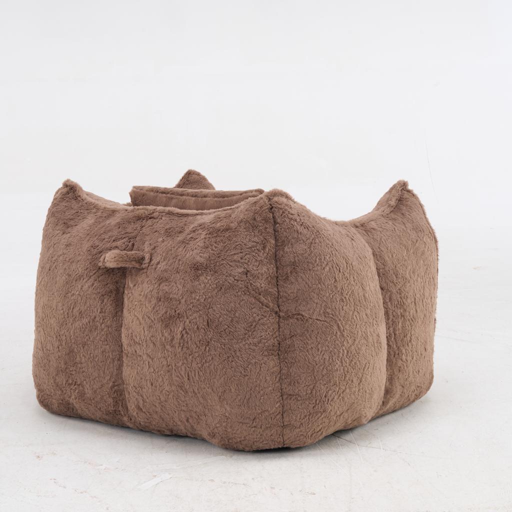 Giant Bean Bag Chair with pillow, Comfy Large Bean Bag Chairs for Adults and Kids, Faux Fur Floor Sofa for Living Room Bedroom Apartment,Khaki