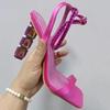 Diamond Shiny High Heel Sandals Buckle Strap Fashion Party 2026 Summer Women's Sandal Size 35-45