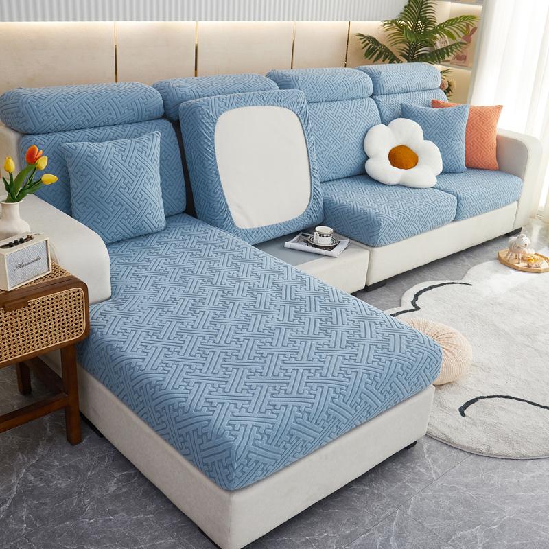 Plüsch-Sofa-Sitzbezug für Wohnzimmer, Samtkissen, elastische Eckcouch, 1/2/3/4-Sitzer, solide Schonbezüge-Set