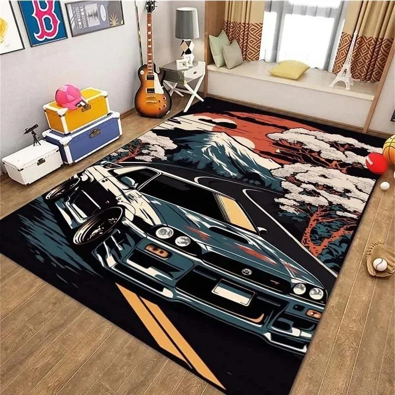 Classical Sports Car Carpet Mat Vintage Retro Cool F1 Rug for Bedroom Living Room Door Floor Non-Slip Rugs Pad Mats Home Decor