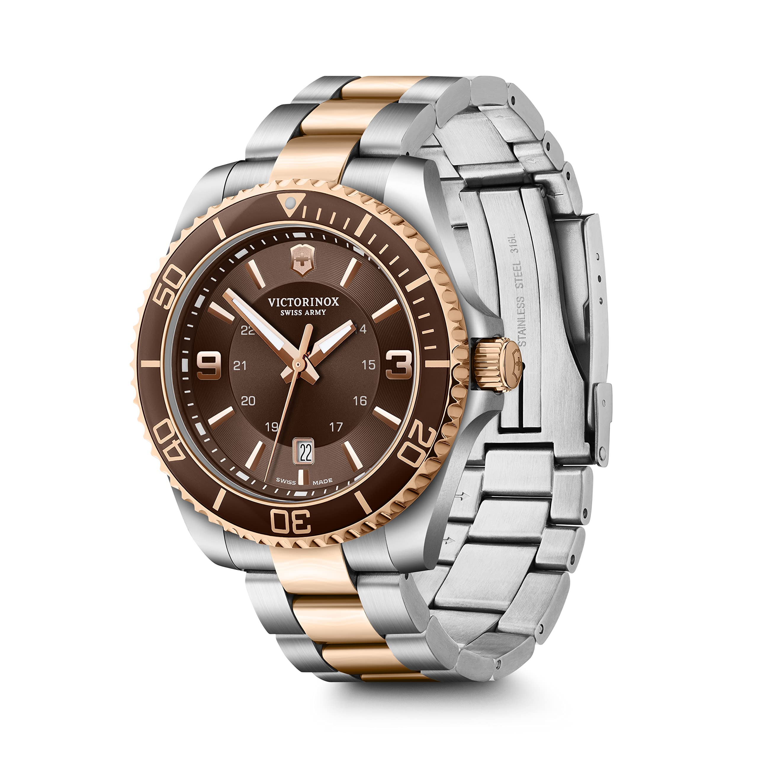 

[Victorinox] Watch Victorinox CHRONO MAVERICK Stainless Steel Case (316L) Brown Dial 2-tone Stainless Steel Bracelet 241951 Men s Silver