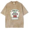 Jesus Letter Print Women's Wash T-Shirt Oversized Loose Unisex Half Sleeve American Retro Minimalist Top
