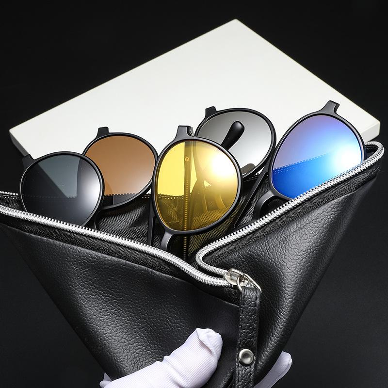 Interchangeable Sunglasses Set, Men'S And Women'S Round Tr Glasses Frame Magnetic Suction Five-Piece Polarized Sunglasses 2309