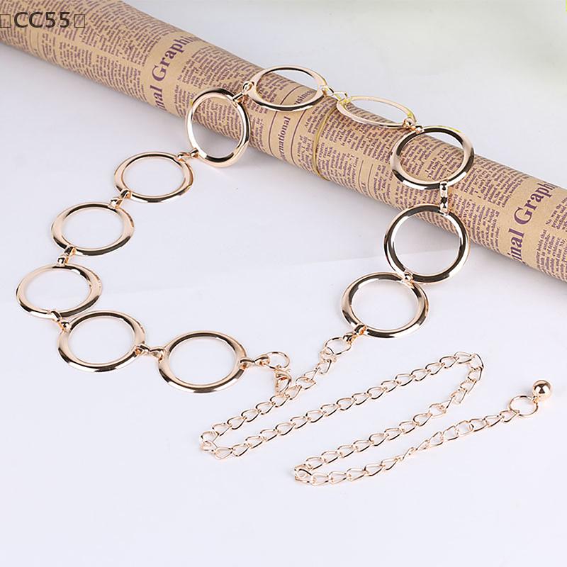 Luxury Women Metal Chain Belt Designer Brand Large Metal Ring Waist Strap Dress Coat Skirt Lady Decorative Waistband