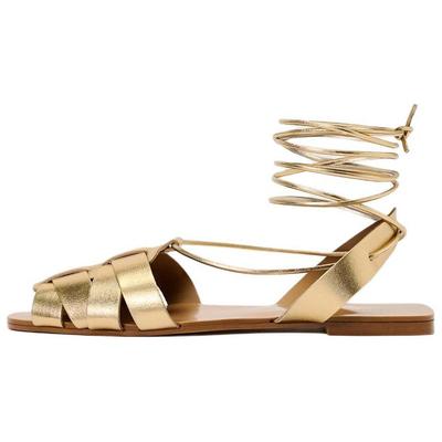 Fashion Flat Cage Sandals Women Sandals Gold 12507310091