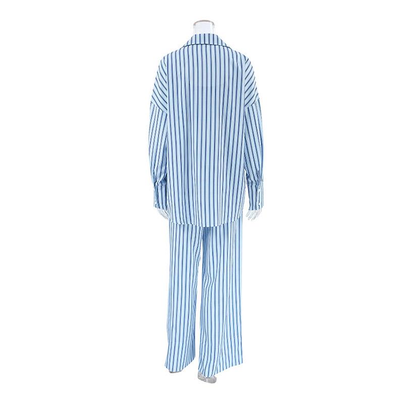 Casual Striped Lapel Women Shirt Set Sexy Tube Lace Up High Waist Pants 2026 Spring Fashion Elegant Patchwork Female Tank Suit