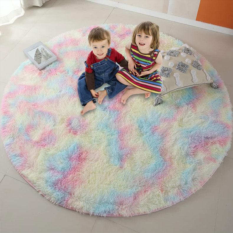 Pink Round Rug for Girls Bedroom