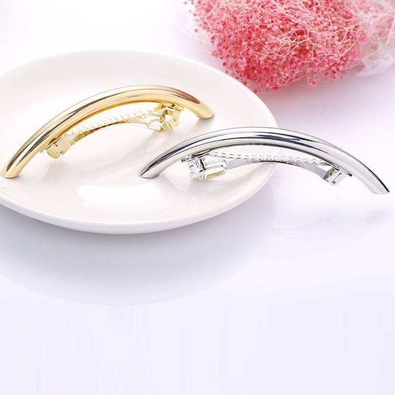 2 Teile/satz Frauen Haar Clips Mädchen Metall Gold/Silber Überzogene Plain ARC Rohr Große Hairgrip Haar Clips H