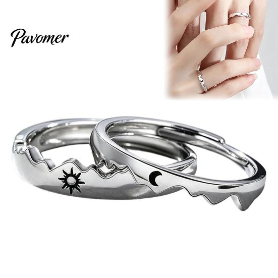 Sun Moon Rings 1 Pair Matching Couple Ring, Wedding Engagement Promise Adjustable Alloy Band Hypoallergenic Open Romantic Gift for Him Her Ring