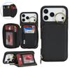 Custodia per Telefono in Pelle con Cerniera e Anello Antiscivolo con Motivo Litchi per iPhone 17 Pro Max 16 Plus 15 14 13 12 Cover a Borsa Antiurto