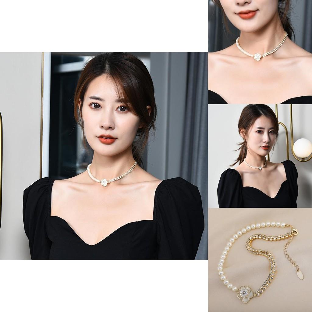 Charming Korean Style Flower Pearl Pendant Necklace With Beautiful Beaded Chain