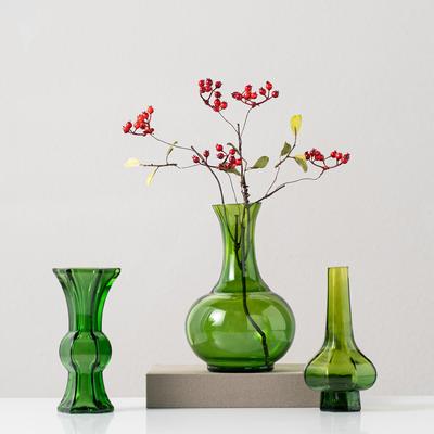 Glass Vase Transparent Green Glass Bottles Geometry Hydroponics Terrarium Home Decoration Accessories Flower Vase