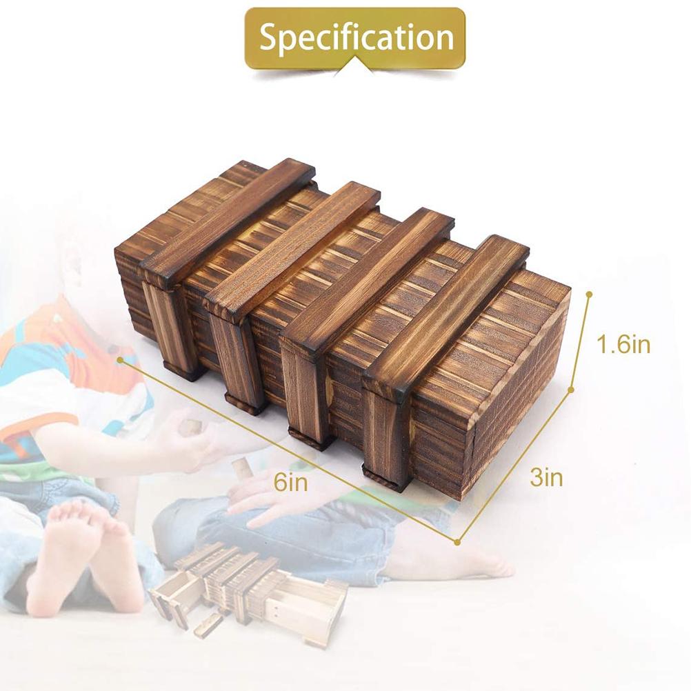 Wooden Puzzle Box Secret Compartment Brain Teaser Box Decompression Toy for Adults