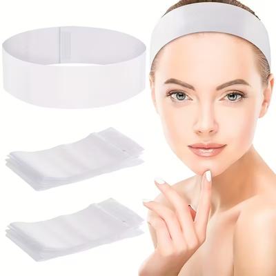 10/50/100 peças Faixas de Cabeça Descartáveis Spa Salão Facial Faixa de Cabelo Preto Branco Rosa Elástico Ajustável Fita Mágica Acessório de Cuidados com a Pele