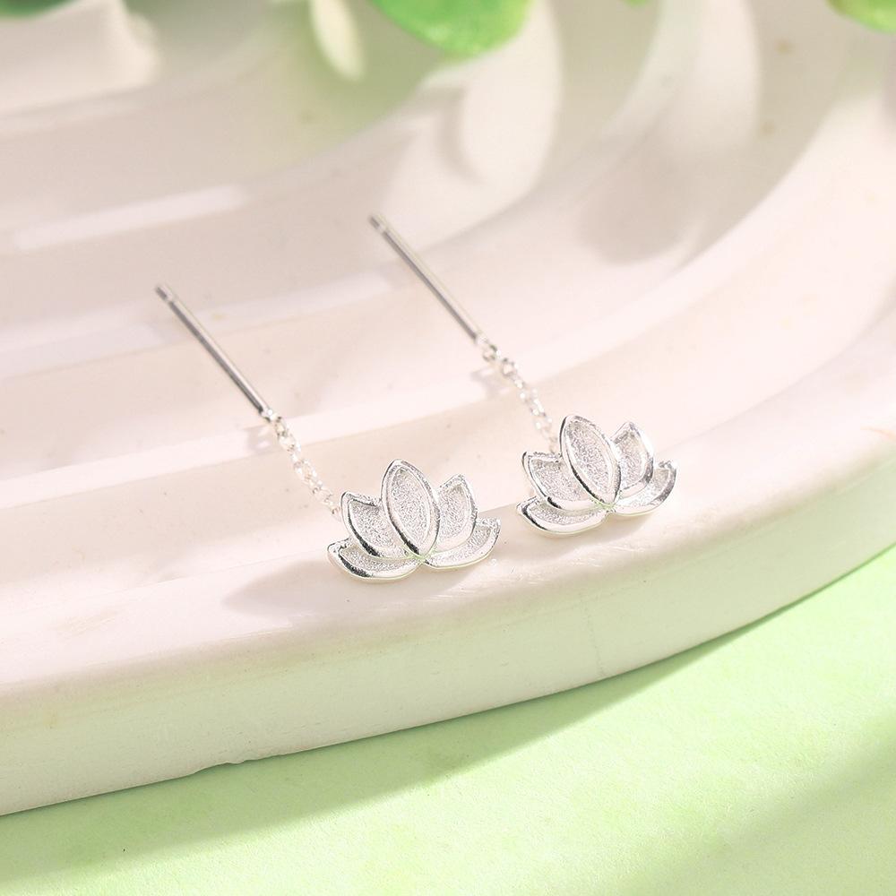 

Серебряные висячие серьги-лотосы для женщин, длинные серьги-кисточки с цветами, богемные эффектные украшения Copper серебряный