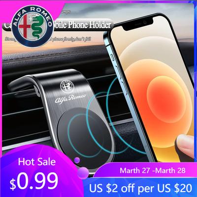 For Alfa Romeo Magnetic Car Phone Holder Metal Stand Accessories For Alfa Romeo 147 159 Giulietta GT 4C Giulia 156 Tonale Mito S
