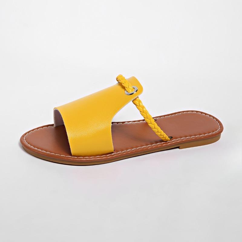 

Новые ретро пляжные шлепанцы с плоской подошвой и плетеным верхом в форме рыбьего рта 43 жёлтый