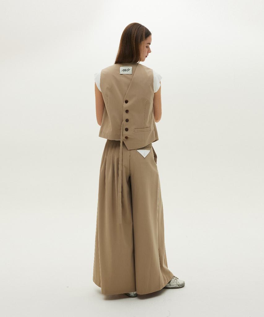 Meuameu Layered Pin Tuck Slacks