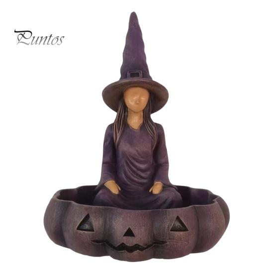 Gift for Witch Lovers Meditating Jewelry Tray, Vintage Gothic Resin Decorative Storage Tray Dish, Mysterious Zen Desktop Organizer Keys Trinkets