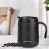 Doppelwandige Edelstahl Vakuumisolierte Kaffeebecher Tasse mit Henkel für Zuhause Büro Schwarz 350ML
