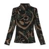 Southeast Asia 2024 Autumn/Winter Slimming Fleece-Lined Printed Women's Top with Semi-High Collar