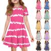 Girl Summer Dress Color & Print Short Sleeve Dress With Pocket Casual Dress Shorts Sleeve Party Dress Easter Day