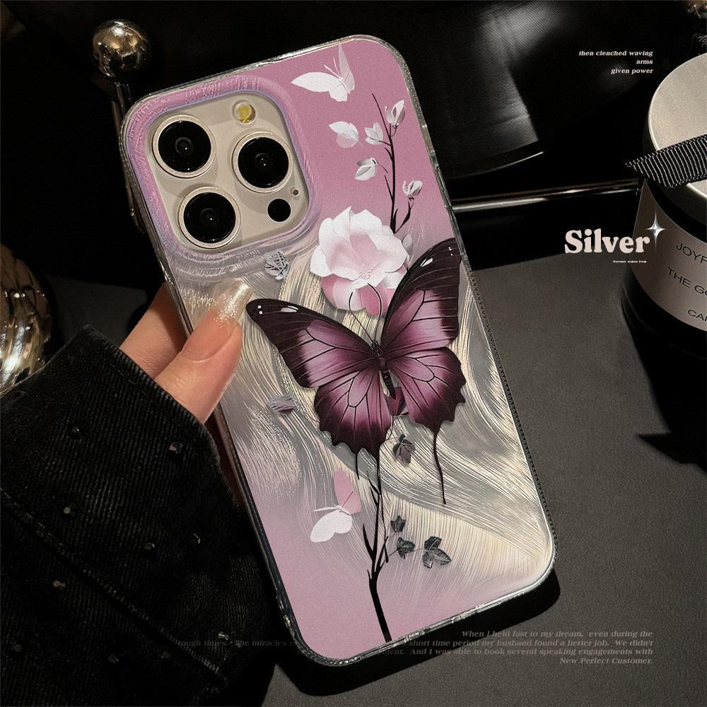 Feather Luster Phone Case for Samsung A53 A14 A33 A12 A32 S24 S23 Plus S20 S21 FE for iPhone 17 15 16 13 Pro 17 16 Pro Max Butterfly Bow Phone Case