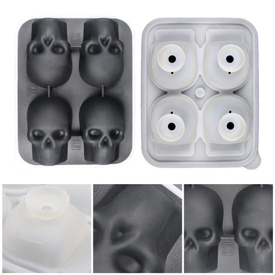 Ice Mold Tray Skull Shape Food Grade Silicone Ice Cube Mold Easy Release Multi-Purpose Ice Cube Tray for Whiskey Cocktails
