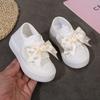 2026Spring and Autumn Children's Canvas Shoes, Soft Sole, Soft Upper, Girls' Sneakers, Bowknot, Pearl, Magic Tape, Fashionable for Babies