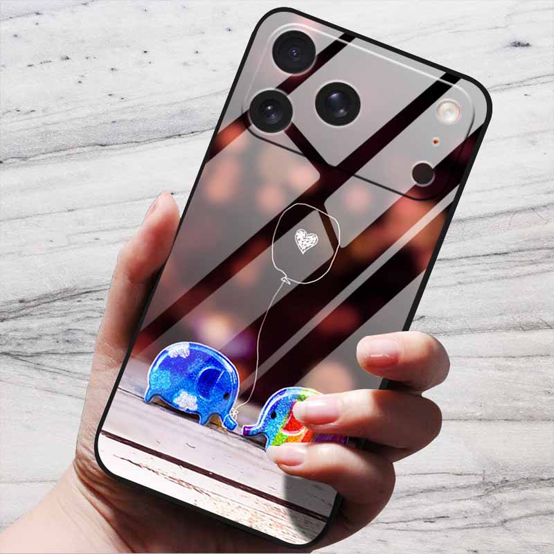 Cute Case For iPhone 17 Pro Plus Capa 17 Pro Max Bumper Luxury Tempered Glass Hard Back Cover iPhone17 Air Funda Animal Patterns