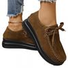 Fashion Suede Leather Platform Loafer Thick Sole Wedge Casual Chunky Shoes Women Trend 2024 Lace-up Womens Comfortable Walking Shoes